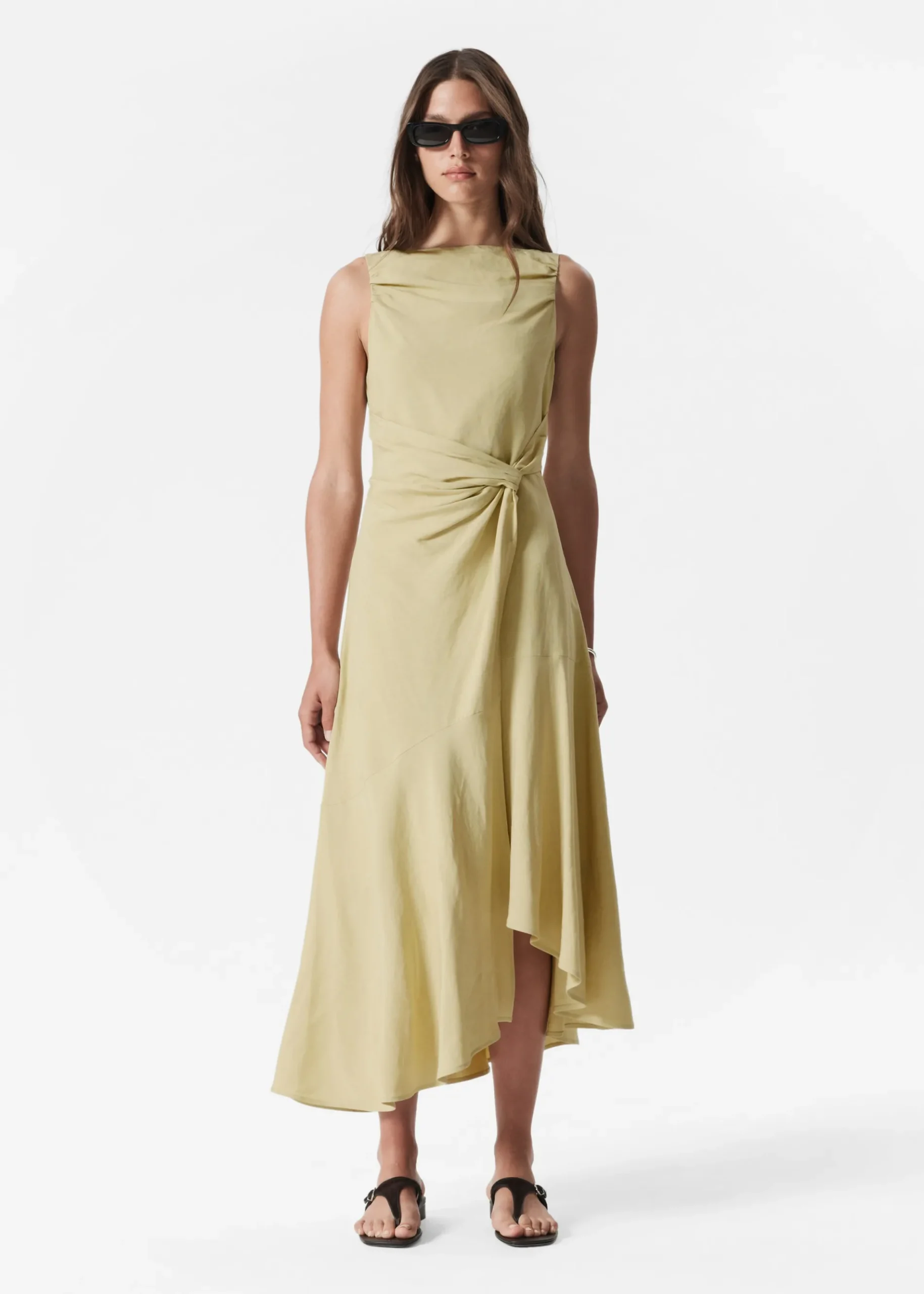 & Other Stories Asymmetrisches Midikleid in Wickeloptik mit Knoten