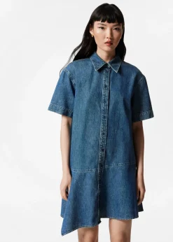 & Other Stories Asymmetrisches T-Shirt-Kleid aus Denim
