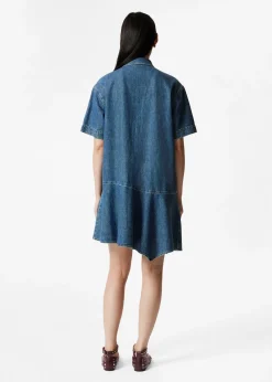 & Other Stories Asymmetrisches T-Shirt-Kleid aus Denim