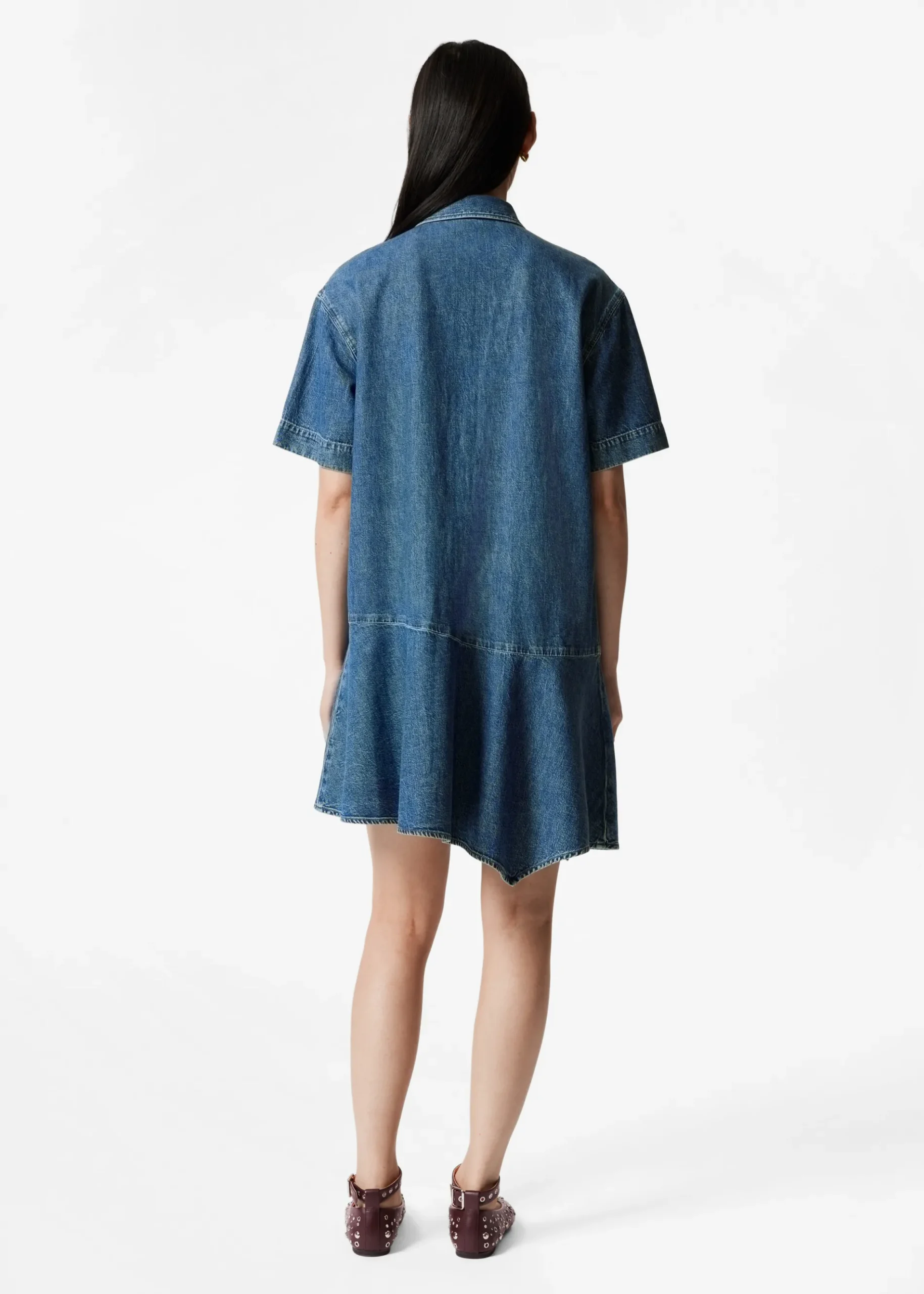 & Other Stories Asymmetrisches T-Shirt-Kleid aus Denim
