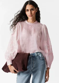& Other Stories Bestickte Bluse aus Ramie