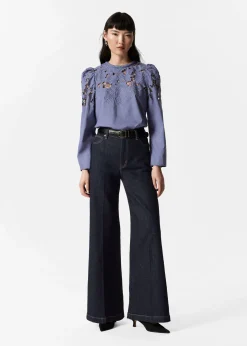 & Other Stories Bestickte Bluse mit Puffärmeln