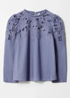 & Other Stories Bestickte Bluse mit Puffärmeln