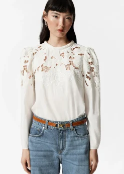 & Other Stories Bestickte Bluse mit Puffärmeln