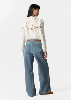 & Other Stories Bestickte Bluse mit Puffärmeln