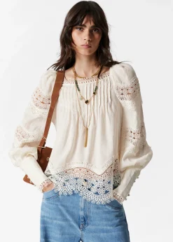 & Other Stories Bluse mit Spitzenbesatz