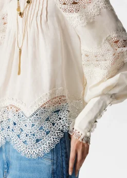 & Other Stories Bluse mit Spitzenbesatz