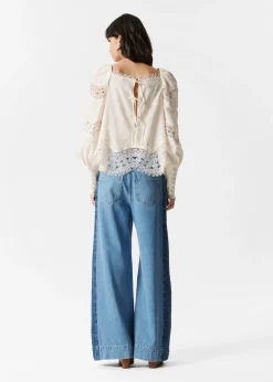 & Other Stories Bluse mit Spitzenbesatz