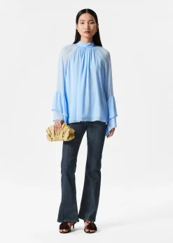 & Other Stories Bluse mit Volants und Stehkragen
