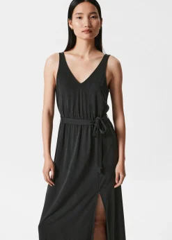 & Other Stories Cupro-Midikleid mit V-Ausschnitt