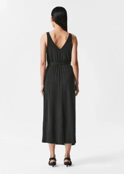 & Other Stories Cupro-Midikleid mit V-Ausschnitt