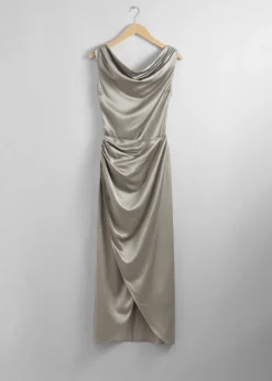 & Other Stories Drapiertes Midikleid aus Satin