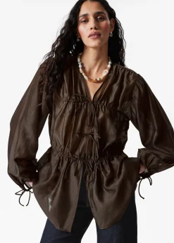 & Other Stories Geraffte Bluse mit Kordelzug