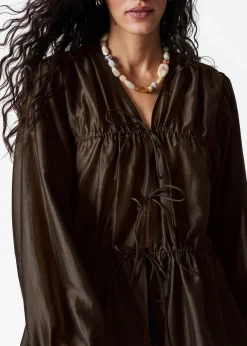 & Other Stories Geraffte Bluse mit Kordelzug