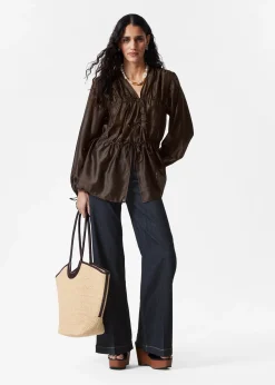 & Other Stories Geraffte Bluse mit Kordelzug