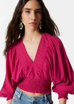 & Other Stories Gesmokte Bluse mit Puffärmeln