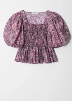 & Other Stories Gesmokte Bluse mit Puffärmeln
