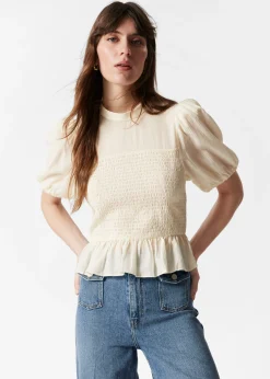& Other Stories Gesmokte Bluse mit Schößchen
