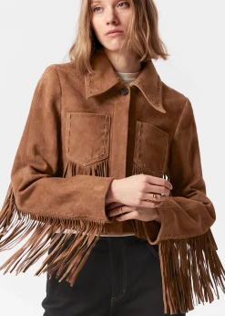 & Other Stories Jacke aus Veloursleder mit Fransen