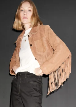 & Other Stories Jacke aus Veloursleder mit Fransen