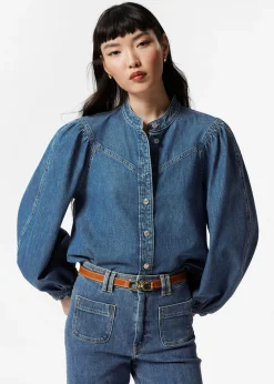 & Other Stories Jeansbluse mit Puffärmeln