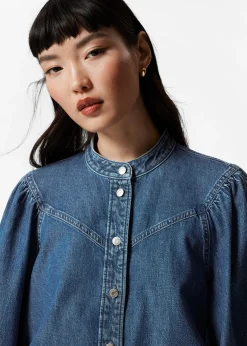 & Other Stories Jeansbluse mit Puffärmeln