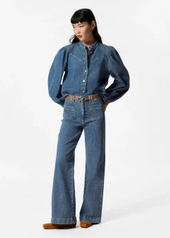 & Other Stories Jeansbluse mit Puffärmeln