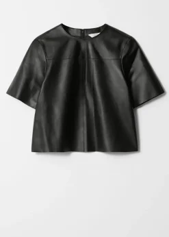 & Other Stories Kastenförmiges Leder-T-Shirt