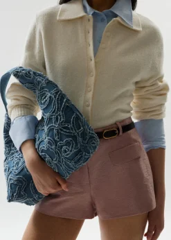 & Other Stories Kleine Tragetasche aus Denim mit Applikationen