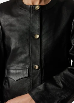 & Other Stories Kragenlose Lederjacke