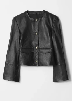 & Other Stories Kragenlose Lederjacke