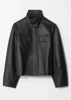 & Other Stories Lederjacke mit Pattentaschen