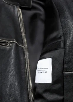 & Other Stories Lederjacke mit Steppnähten