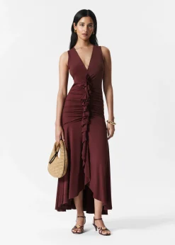 & Other Stories Maxikleid mit V-Ausschnitt und Rüschen