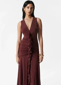 & Other Stories Maxikleid mit V-Ausschnitt und Rüschen