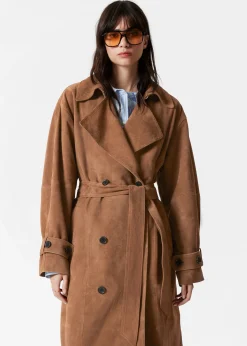 & Other Stories Maxi-Trenchcoat aus Veloursleder