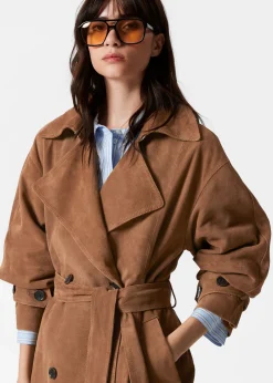 & Other Stories Maxi-Trenchcoat aus Veloursleder