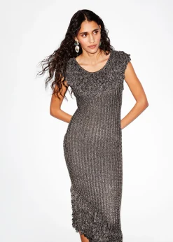 & Other Stories Midikleid aus Rippstrick mit Fransen