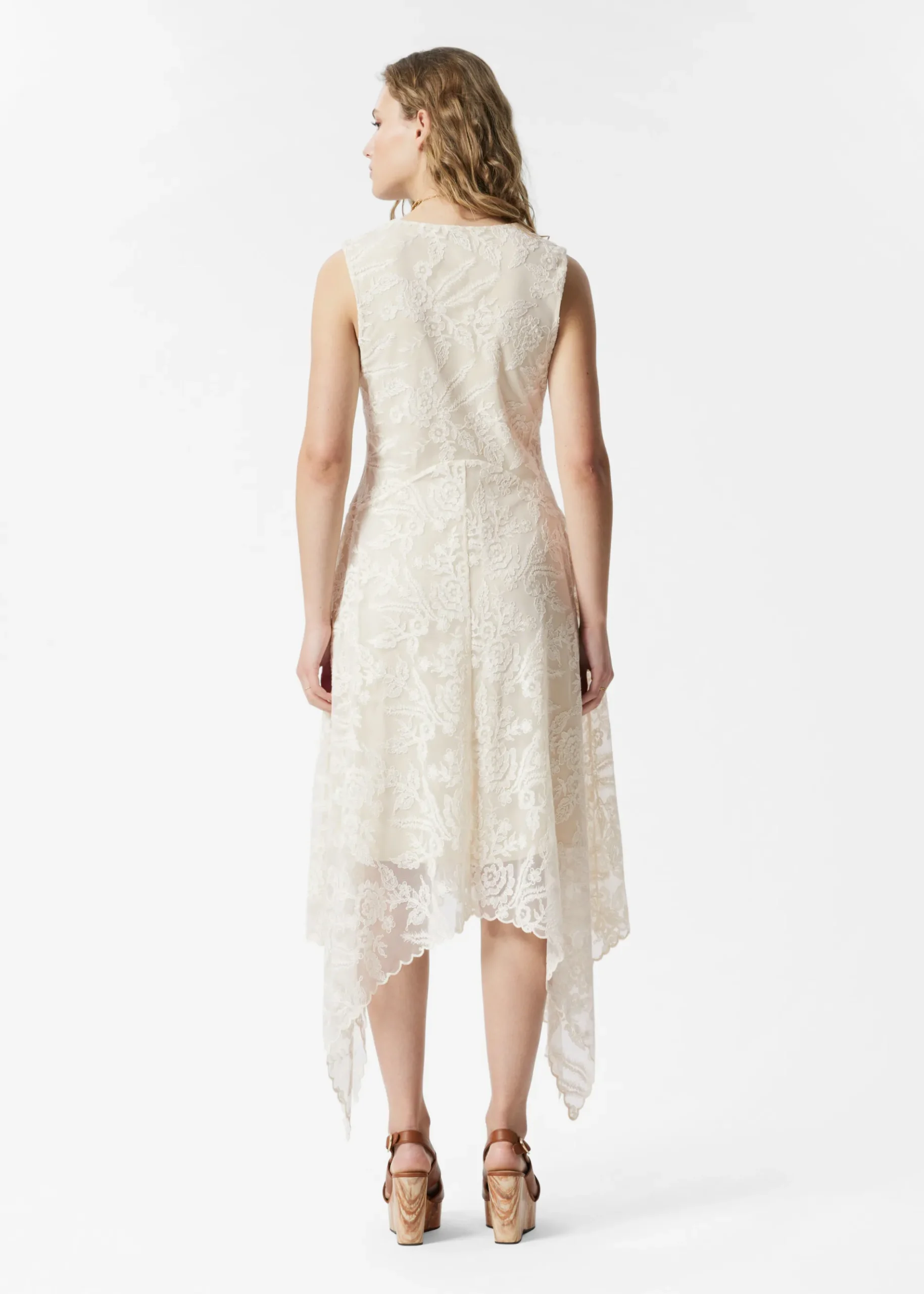 & Other Stories Midikleid aus Spitze mit V-Ausschnitt