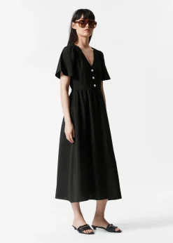 & Other Stories Midikleid mit V-Ausschnitt