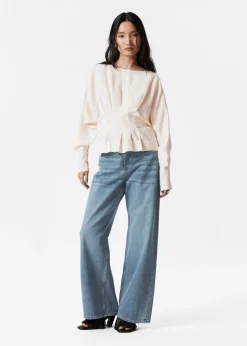 & Other Stories Plissierte Bluse mit U-Boot-Ausschnitt
