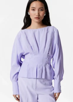 & Other Stories Plissierte Bluse mit U-Boot-Ausschnitt