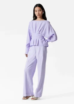 & Other Stories Plissierte Bluse mit U-Boot-Ausschnitt