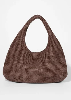 & Other Stories Schultertasche aus Stroh mit Lederpaspelierung