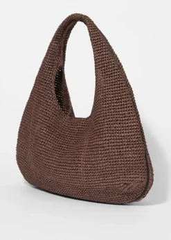 & Other Stories Schultertasche aus Stroh mit Lederpaspelierung
