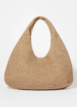 & Other Stories Schultertasche aus Stroh mit Lederpaspelierung