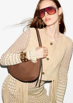 & Other Stories Schultertasche aus Veloursleder mit Fransen