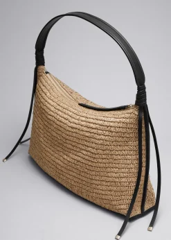& Other Stories Strohtasche mit Lederdetail