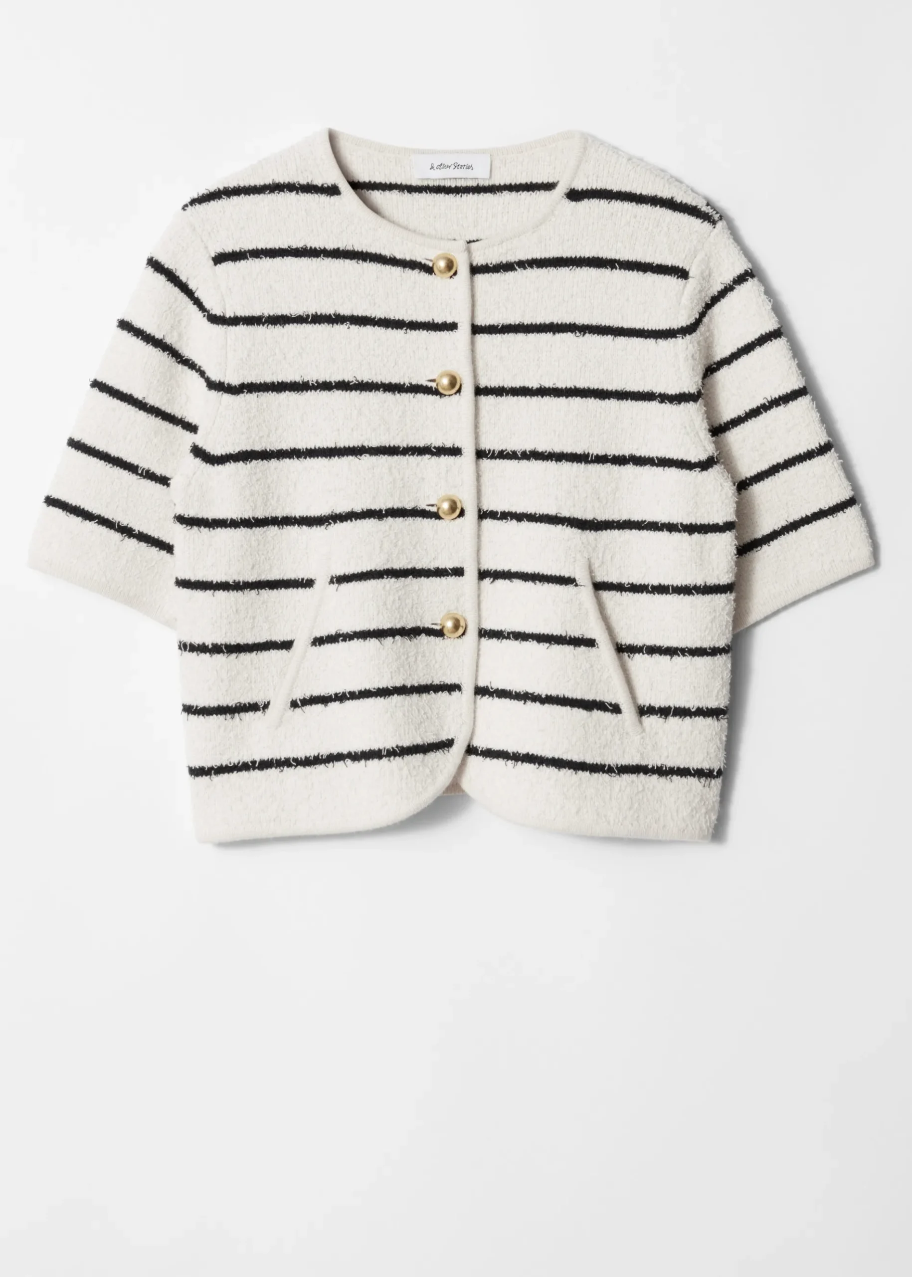 & Other Stories Strukturierte Strickjacke mit kurzen Ärmeln