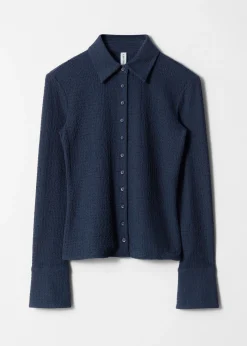 & Other Stories Strukturiertes Poloshirt mit langen Ärmeln